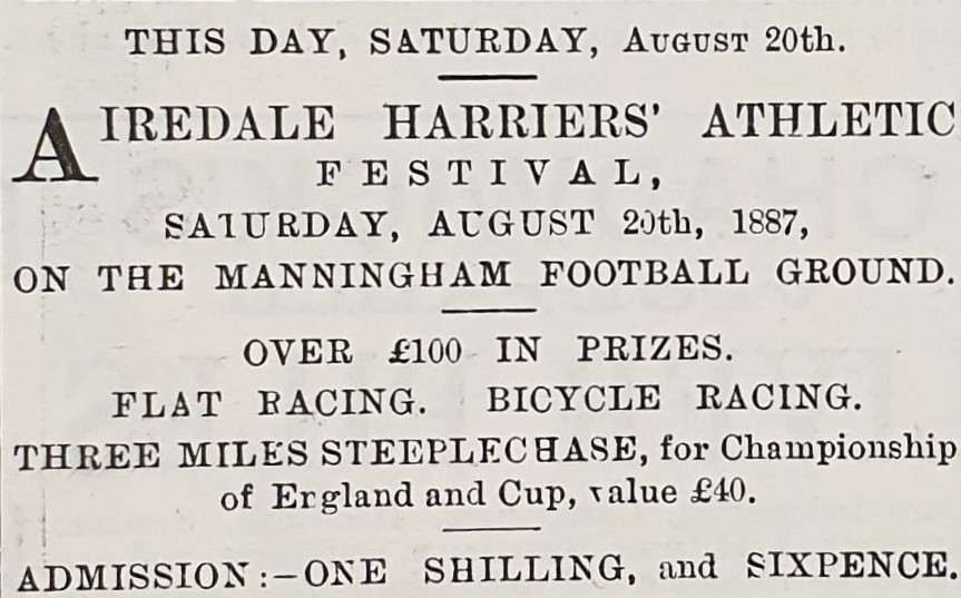 1887-08-18 advert for Airedale Ath fest