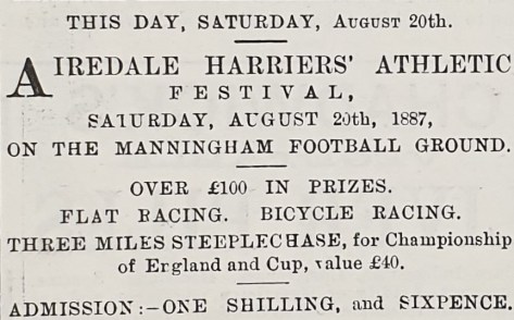 1887-08-18 advert for Airedale Ath fest